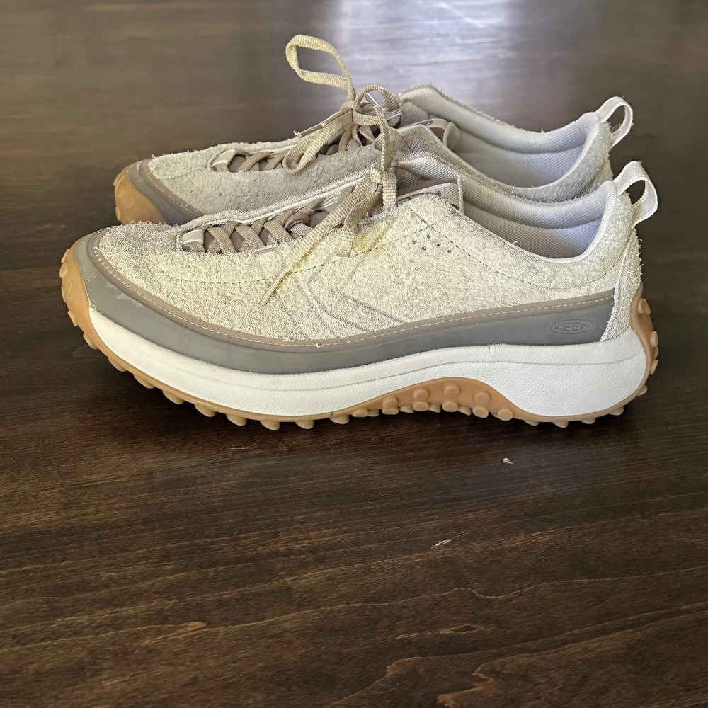 KEEN Womens KS Mino Sneaker Size 9 Brushed Suede Silver Birch Beige 1031263